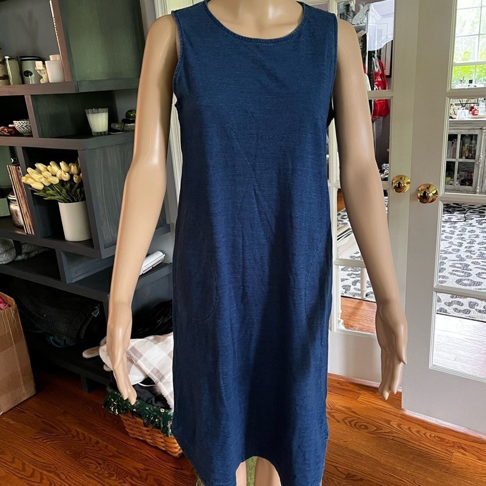 J. Jill Pure Jill Indigo Blue Sleeveless Shirt Dress sz XSP